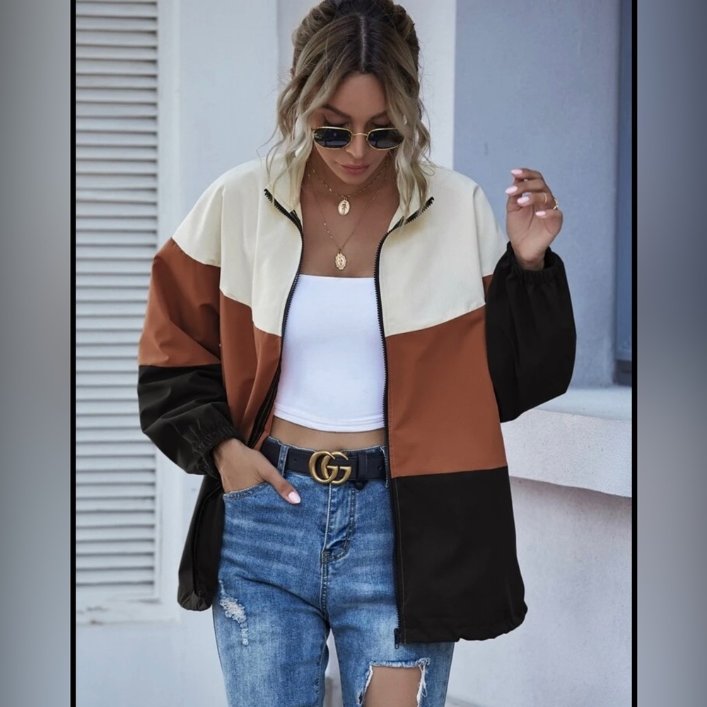 Tri-colored Windbreaker Coat